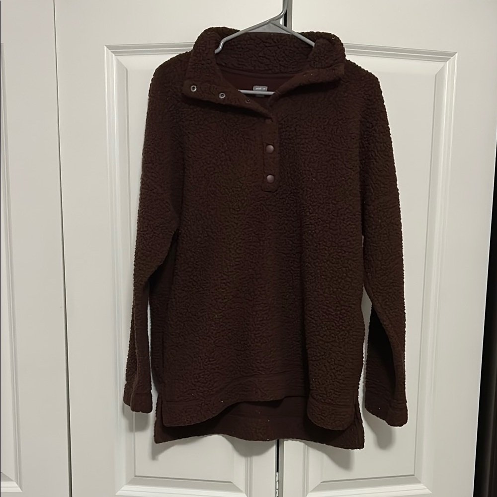 aerie Burgundy Sherpa Pullover